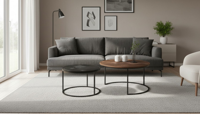 Modern Dëscher Designer Luxus Säitentisch Nei Canapé Dëscher Dësch 2 Stéck Braun.