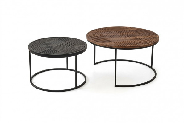 Modern Dëscher Designer Luxus Säitentisch Nei Canapé Dëscher Dësch 2 Stéck Braun.