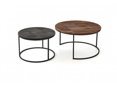 Modern Dëscher Designer Luxus Säitentisch Nei Canapé Dëscher Dësch 2 Stéck Braun.