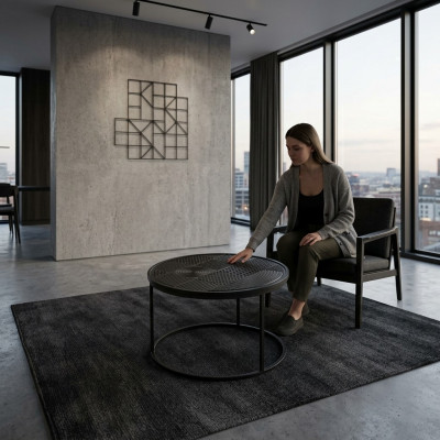 Couchtisch Kaffisdësch Design Miwwelen Dësch Wunnzëmmerdësch Schwaarz