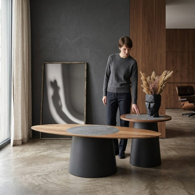 Couchtische Design Miwwel Stil Holz Italienesch Stil Dëscher Rond Dësch