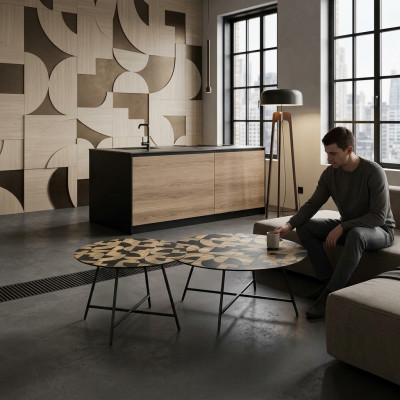 Couchtische 2 Stéck. Bäitelltisch Kaffisdëscher Designer Wunnzëmmertisch