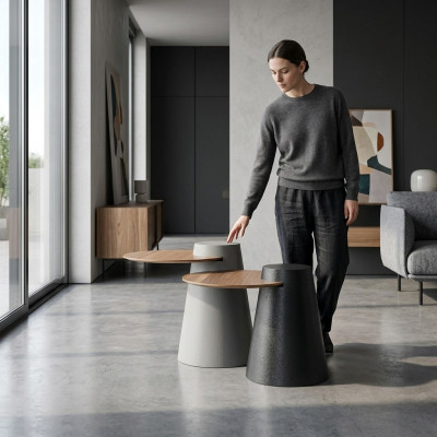 Set vu 2x Canapé Dëscher Kaffeendëscher Niewendëscher Designer Ronn Glastëscher