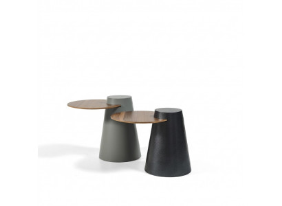 Set vu 2x Canapé Dëscher Kaffeendëscher Niewendëscher Designer Ronn Glastëscher