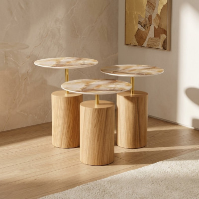 Canapé Tische Kaffisdëscher Säitentëscher Designer Wunnzëmmerdësch 3 Stéck.