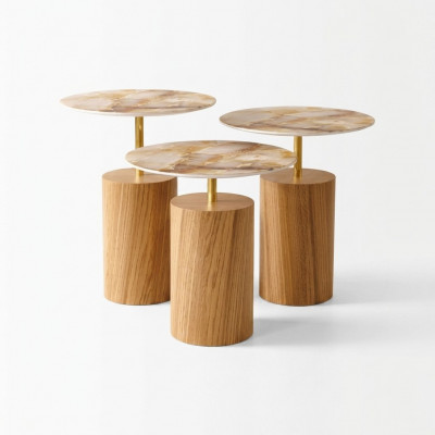 Canapé Tische Kaffisdëscher Säitentëscher Designer Wunnzëmmerdësch 3 Stéck.