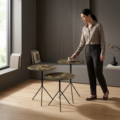 Ronn Dëscher Dësch Couchtische Dëscher Luxus Design Bäistelltische 3 teileg.