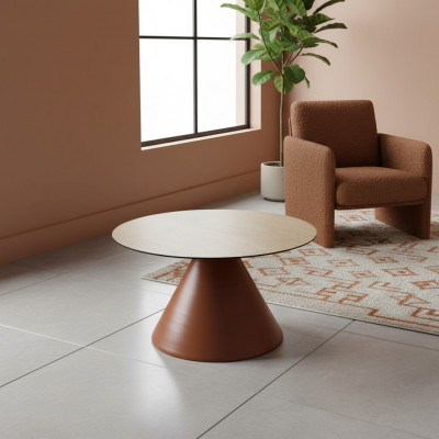 Canapé Dësch, Kaffisdësch, Ronn Designer-Dësch, Wunnzëmmertisch, Dësch