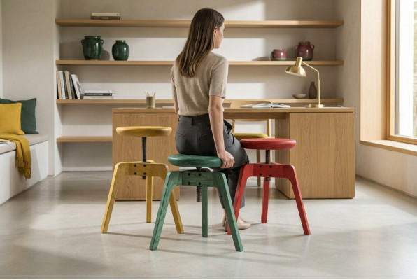 Moderne Set mat 3 luxuriéise Designerstull aus héichwäertegem Holz.