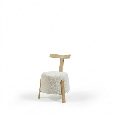 Stull Iesszëmmer Polsterstull Lounge Wäiss Textil Sëtz Sesselle Holz Nei