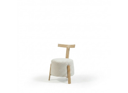 Stull Iesszëmmer Polsterstull Lounge Wäiss Textil Sëtz Sesselle Holz Nei