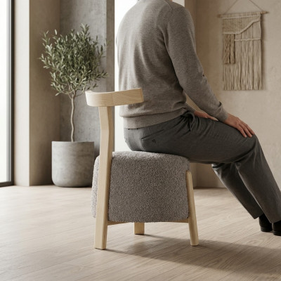 Moderne Fauteuil Stull 1x Iesszëmmer Lounge Sëtz Polsterstull Textil Nei