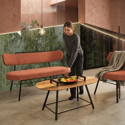 Bank, Wunnzëmmer, Sitzbänk, Gepolstert Sëtzmiwwelen, Stoff Textil, Dësch.