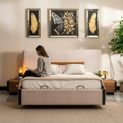 Bett Miwweldesign Better Duebelbett Luxus Schlofzëmmer Textil Holz Nei