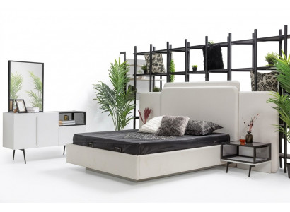 Schlofkummer Bett 2x Nuetsdëscher Luxus Komoudenset Design Miwwelen 5 Deeler