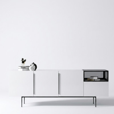 Buffet italienesch Stil Miwwelen Holz Spigel Set 2 Stéck Wunnzëmmer Schief