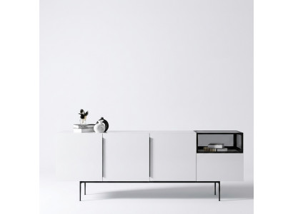 Buffet italienesch Stil Miwwelen Holz Spigel Set 2 Stéck Wunnzëmmer Schief