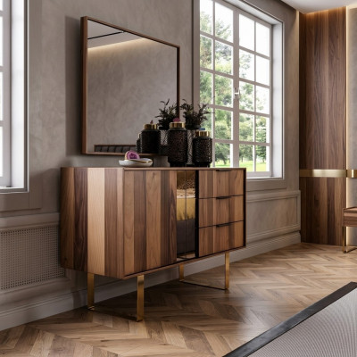 Luxuriéis Kommode mat Spigel fir Schlofzëmmer am modernen Stil
