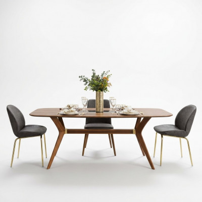Italienesche Stil Iessdësch 4x Still Holz Dësch Iessenzëmmer Set Modernen Design 5 Stéck