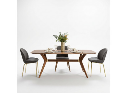 Italienesche Stil Iessdësch 4x Still Holz Dësch Iessenzëmmer Set Modernen Design 5 Stéck
