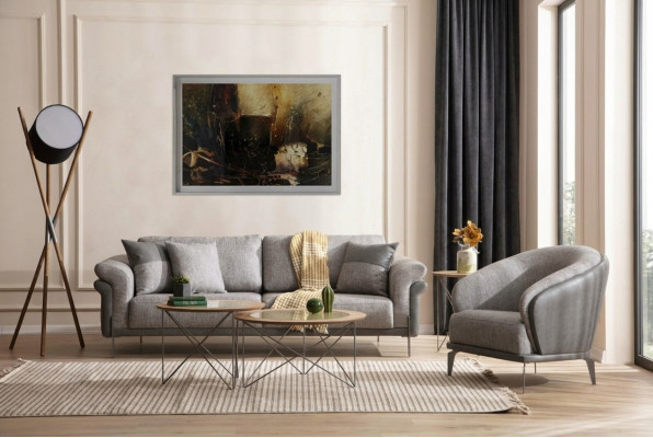 Sofagarnitur 3+1 Sëtz Polstergarnitur Sofas Sesselen Luxus 2x Couchtisch Set