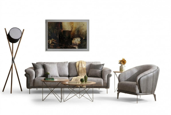 Sofagarnitur 3+1 Sëtz Polstergarnitur Sofas Sesselen Luxus 2x Couchtisch Set