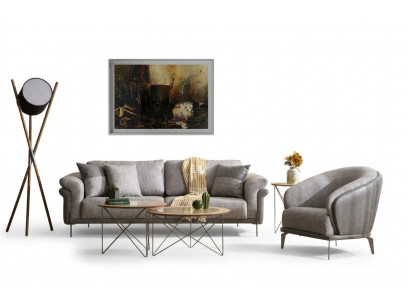 Sofagarnitur 3+1 Sëtz Polstergarnitur Sofas Sesselen Luxus 2x Couchtisch Set