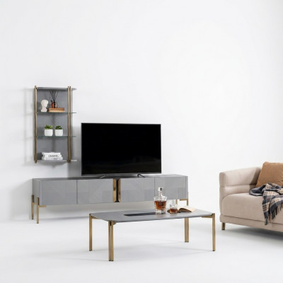 Wahnsinneg schéinen modernen Designer-Wunnzëmmer-TV-Kommode an Äszengrau