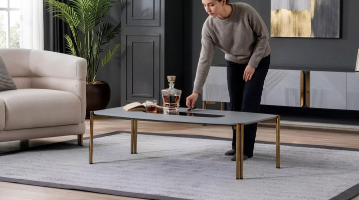 Canapé-Dësch Kaffisdësch Wunnzëmmer Wäiss Luxus Canapé-Dëscher Design Holz