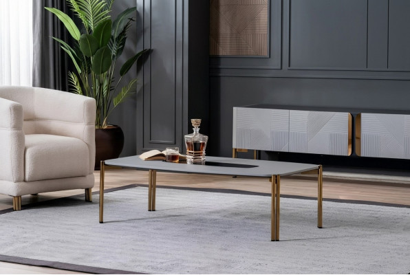 Canapé-Dësch Kaffisdësch Wunnzëmmer Wäiss Luxus Canapé-Dëscher Design Holz