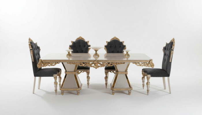 Franséisch Iesskomplett Sofa 4x Still Iesszëmmer Komplett Miwwelen 5-teiliege Set