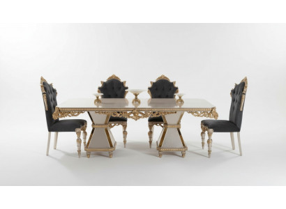 Franséisch Iesskomplett Sofa 4x Still Iesszëmmer Komplett Miwwelen 5-teiliege Set