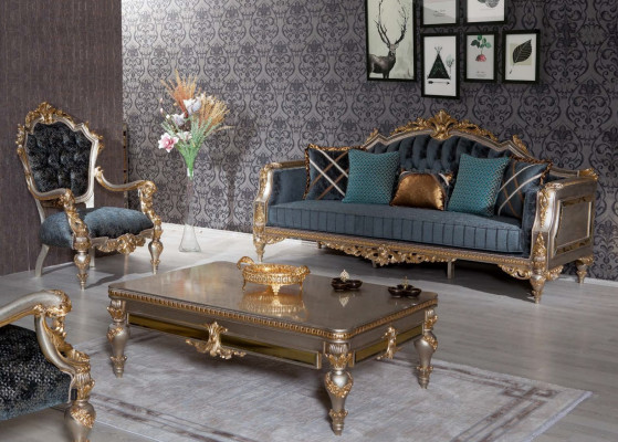 Sofagarnitur 3+1 Sëtz Couch Sëtz Polster Couchtisch 3tlg. Set Garnitur Miwwelen
