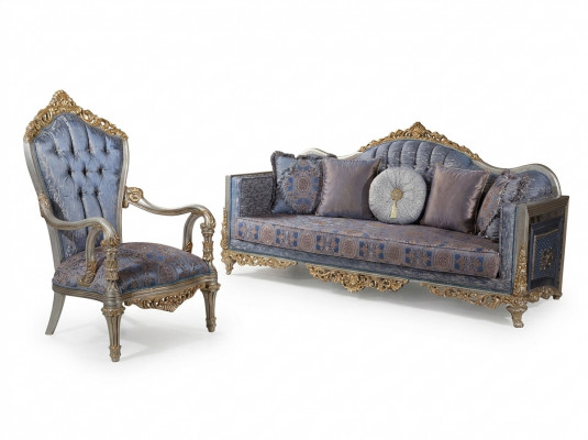 Barock Sofa Chesterfield 3+1 Sëtzer Dësch Sofagarnitur Miwwelen Polster