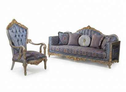 Barock Sofa Chesterfield 3+1 Sëtzer Dësch Sofagarnitur Miwwelen Polster