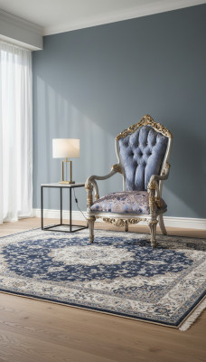Luxuriéise Still am klassesche Stil fir de Wunnzëmmer mat gëllene dekorative Musteren