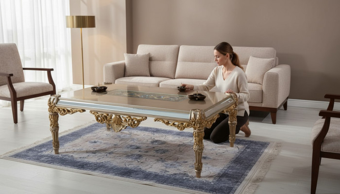 Klassesche Canapé Dësch Nieverdësch Holz Wunnzëmmer Dësch Miwwelen Holz Dëscher