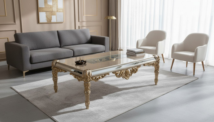 Klassesche Canapé Dësch Nieverdësch Holz Wunnzëmmer Dësch Miwwelen Holz Dëscher