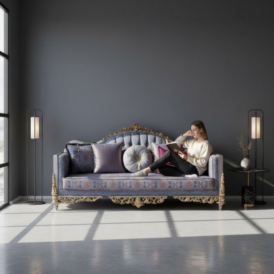 Design-Sofa 3-Sëtzer Polster Luxus Klassiker Textil-Sofaen Chesterfield