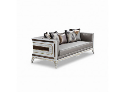 Designer Modern Luxus Sofa 3 Sëtzer Holzmiwwelen Polster Textil Gro Nei