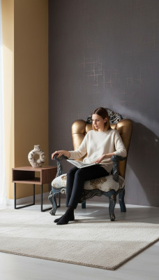 Chesterfield Design Sesselen mat goldener Réckleen fir Wunnzëmmer