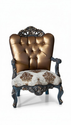Chesterfield Design Sesselen mat goldener Réckleen fir Wunnzëmmer