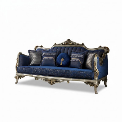 Exquisite klassesch Sofa fir d'Wunnzëmmer mat gëllene Musteren