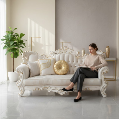 Design Polster Sëtz Couch 3 Sëtz Sofa Chesterfield Sofas Textil Stoff