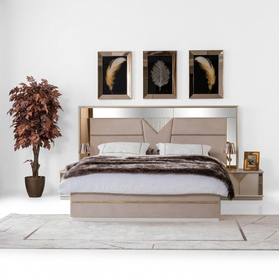 Golden Bett duebelt Bett Schlofkummer Better Miwwelen Designer duebelt Bett Beige