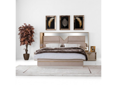 Golden Bett duebelt Bett Schlofkummer Better Miwwelen Designer duebelt Bett Beige