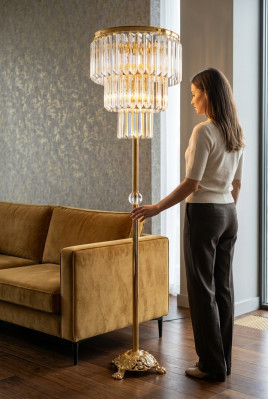 Stehlampe Luuchten Gold Miwwelen Luucht Steh Wunnzëmmer Nei Modern