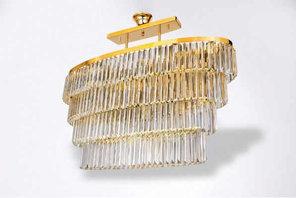 Kiischteleefer Plafongs Hänklampe Luxus Kristall Gold Wunnzëmmer Kiischteleefer