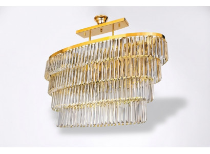 Kiischteleefer Plafongs Hänklampe Luxus Kristall Gold Wunnzëmmer Kiischteleefer