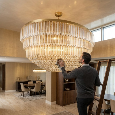 Kronleuchter Plafong nei Luxus Wunnzëmmer Faarf Gold Stil Modern